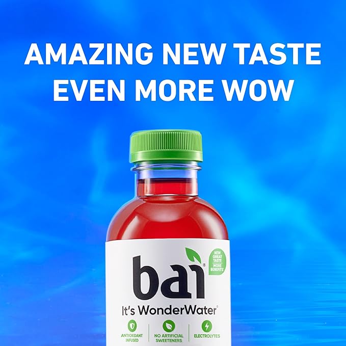 Bai Antioxidant Infused Water Beverage Brasilia Blueberry with Vitamin C and No Artificial Sweeteners 18 Fluid Ounce Bottle 12 Pack