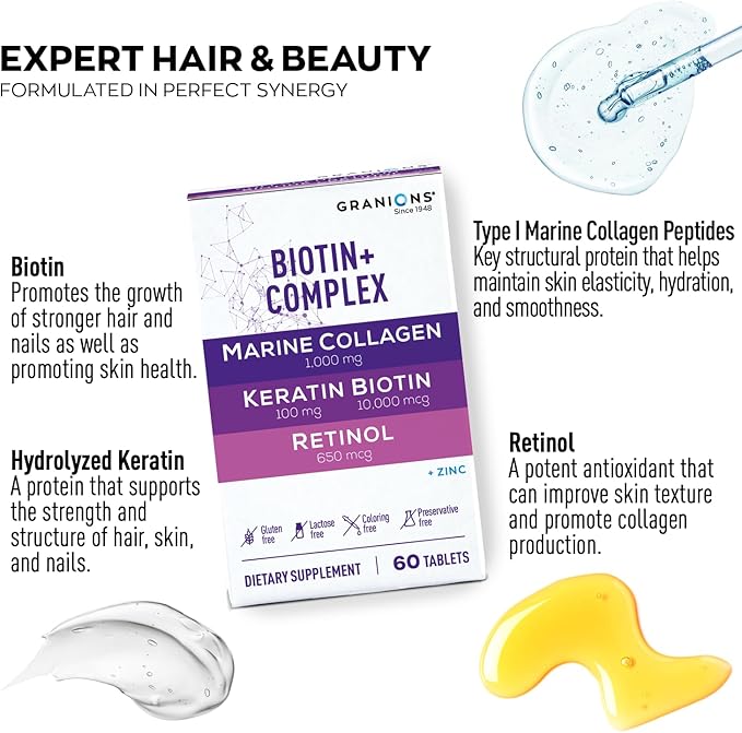 Marine Collagen Powder unflavored and Biotin Keratin Collagen Complex Enhanced Collagen Bundle