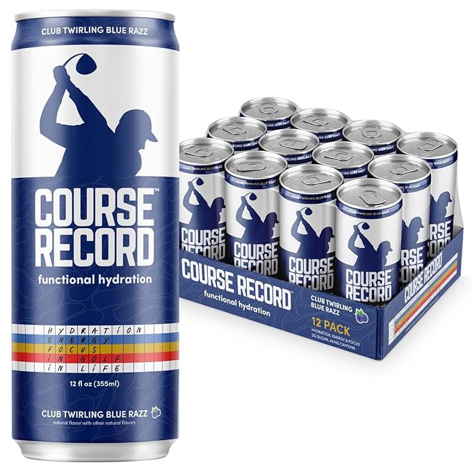 Functional Hydration Drink for Golfers – COURSE RECORD Variety Pack – Electrolytes Calm Energy &amp Focus – Healthy Sports Drink – 12-Pack (12oz Cans) – Low Sugar Low Caffeine