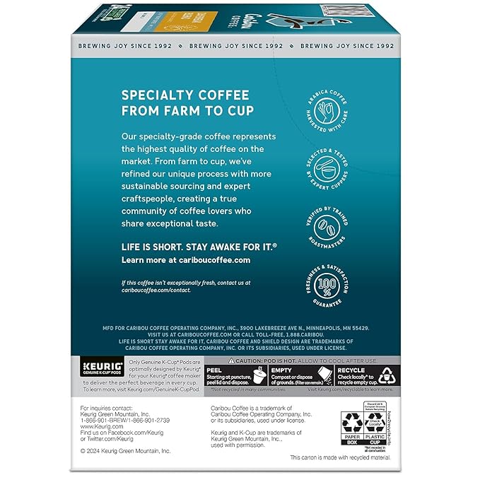 Caribou Coffee Daybreak Morning Blend K-Cups for Keurig Brewers 24 Count (Pack of 4)