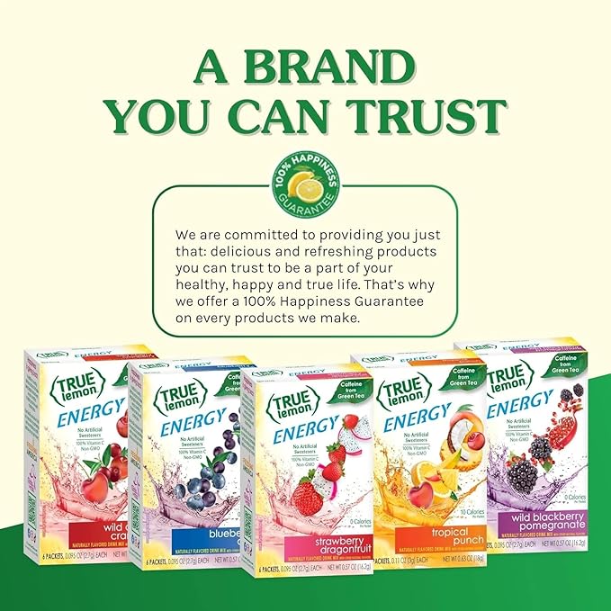 True Lemon Wild Blackberry Pomegranate 6ct (Pack of 12) - Energy Drink Powder Mix - Sugar Free Energy Drinks