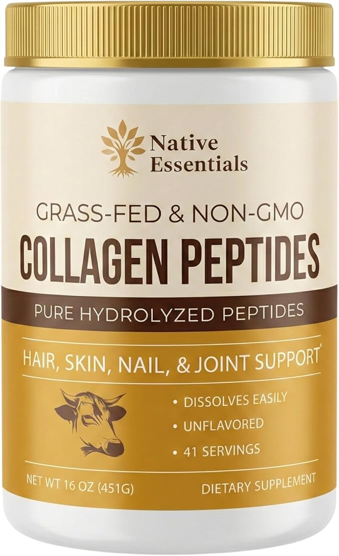 Multi Collagen Peptides Powder Grass Fed - Hydrolyzed Type I III - Hair Skin Nails Joints - 16oz