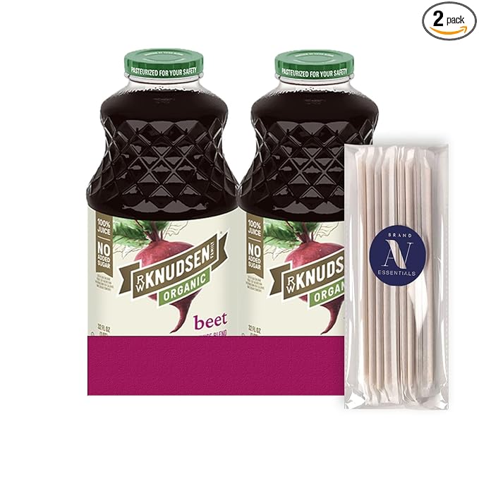 R.W. Knudsen Organic 2-Pack Organic Beet Fruit Juice 100% USDA Organic 32 fl oz Glass Bottle + 1 Utility Freebie by Lavinia
