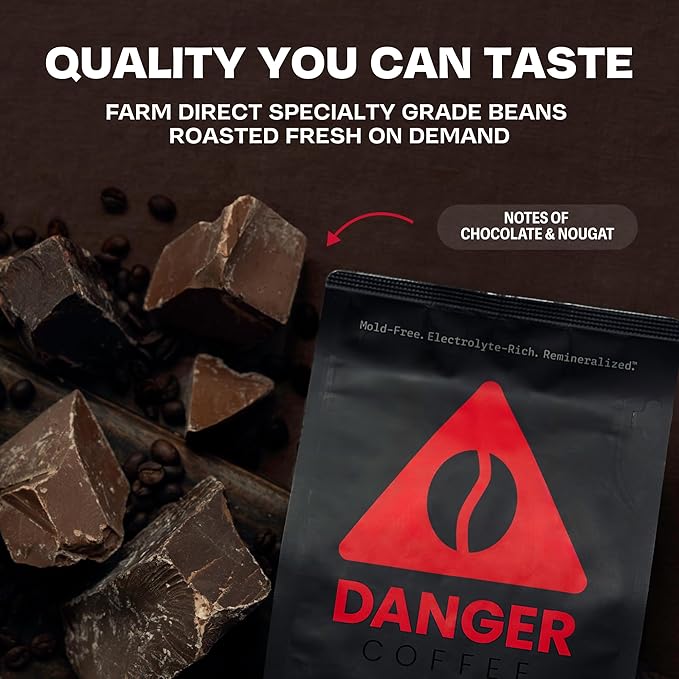 Danger Coffee by Dave Asprey Remineralized Mold Free &amp Lab Tested Ground Healthy Coffee Dark Roast 10.9 Ounce