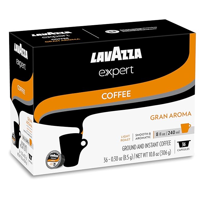 Lavazza Expert Gran Aroma Coffee Capsules Light Roast 100% Arabica Compatible with Lavazza Classy Plus Machine (72 Capsules)