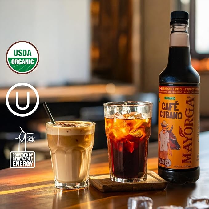 Mayorga Espresso Listo Coffee Concentrate Organic Espresso Ready-to-Drink Coffee 24 Servings Bottle Bold Smooth Flavor Cold Brew Coffee Barista-Quality Sustainably Sourced - 24.35 fl oz