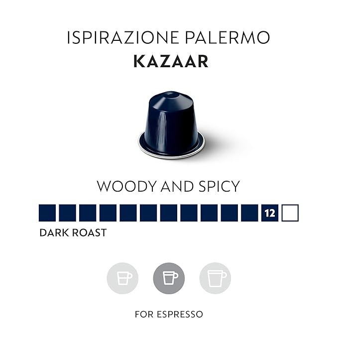 Nespresso Capsules Original Line Kazaar Intenso Dark Roast Coffee 50 Count Coffee Pods
