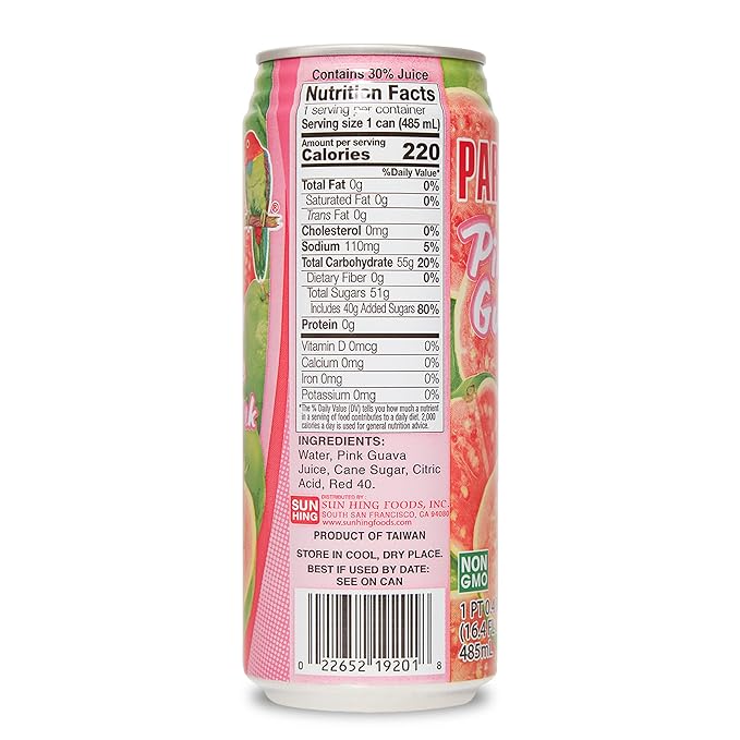 Parrot Brand Pink Guava Juice 16.4 fl. oz.（Pack of 12）