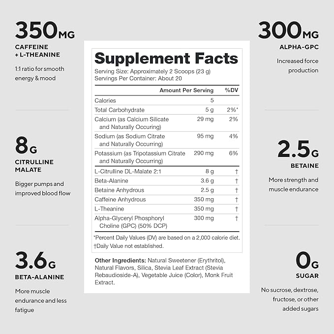 LEGION Pulse Pre Workout Supplement - All Natural Nitric Oxide Preworkout Drink to Boost Energy Creatine Free Naturally Sweetened Beta Alanine Citrulline Alpha GPC (Sour Mango)