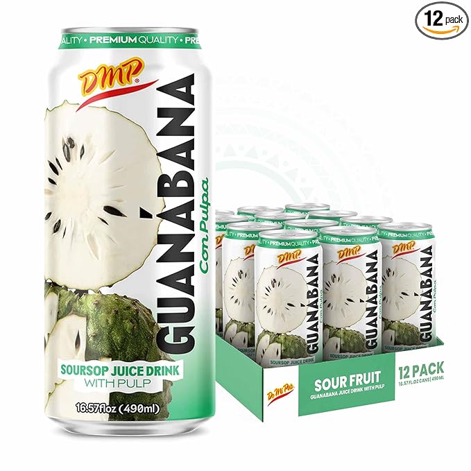 De Mi Pais Soursop - Guanabana Juice with Pulp Premium Quality Refreshing Fruit Beverage Canned Juice Perfect for Tropical Drinks Organic Experience Size 16.57 Fl Oz 12-Pack