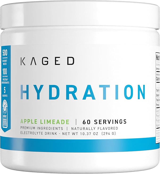 Kaged Electrolyte Hydration Powder Hydracharge Apple Limeade Sports Drink for Men and Women Pre Post Intra Workout Supplement 60 Servings