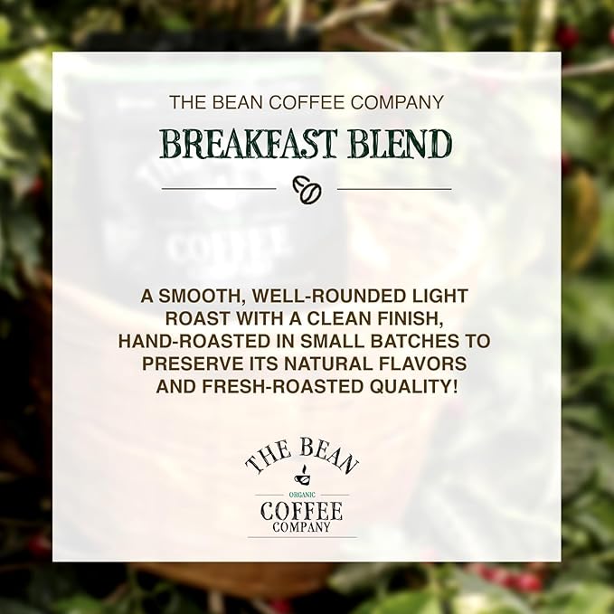 The Bean Organic Coffee Company Breakfast Blend Medium Dark Roast Ground Coffee 16-Ounce Bags (Pack of 2)Café molido tostado organico