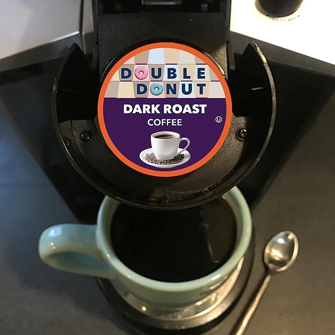 Double Donut Coffee Dark Roast Coffee Pods Extra Bold Blend Coffee Single Serve Coffee For Keurig K Cups Machines Dark Roast Coffee in Recyclable Pods 80 Count