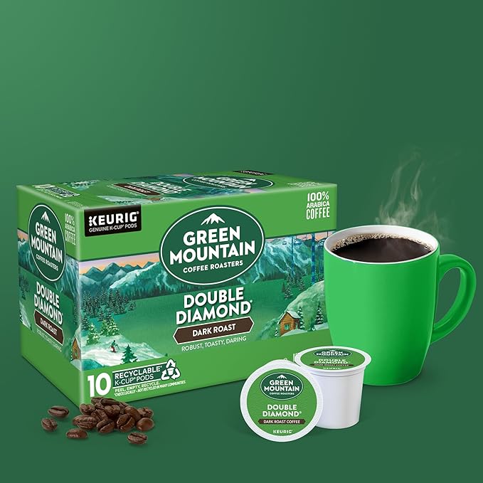 Green Mountain Coffee Roasters Double Diamond Keurig Single-Serve K-Cup pods Dark Roast Coffee 60 Count (6 Packs of 10)