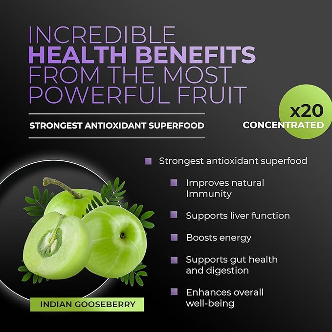 Amla Powder &amp Immunity Blend Superfood Supplement with Elderberry 20x Ultra Concentrated Amla Immune Support Made with Ginger Cinnamon Peppermint Indian Gooseberries Immunity 90 Servings