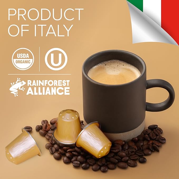 Organic USDA Bestpresso Coffee Aluminum Espresso Pods For Nespresso Original Machine 120 Pack (Naturally Strong)