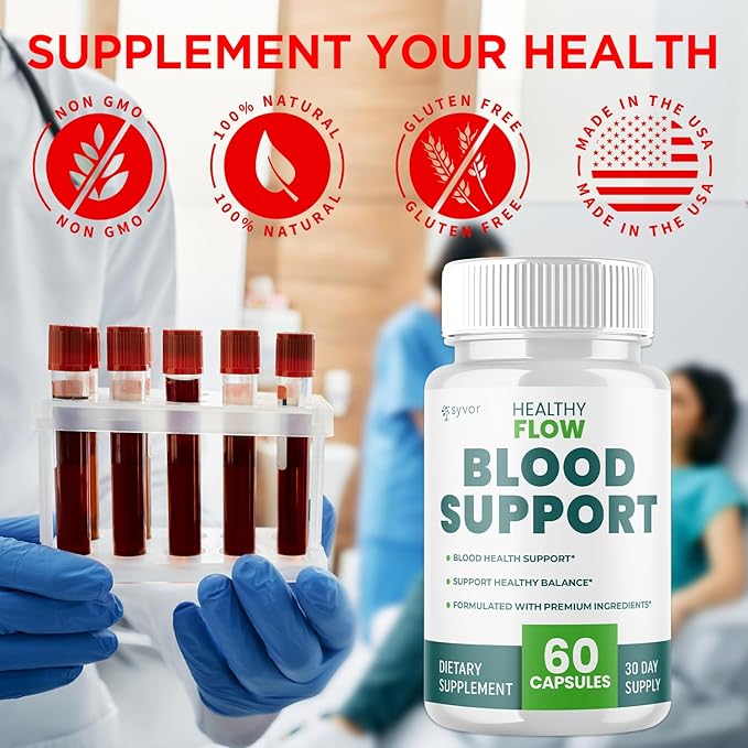 (2 Pack) Healthy Flow Blood Support Capsules Official Healthy Flow Blood Support Pills with All Natural Ingredients Advanced Formula Supplement with Premium Vitamins for Men &amp Women (120 Capsule