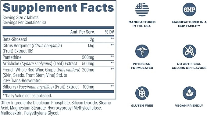 Revive MD Lipid Support Formula - Supplement Helps Maintain Healthy Cholesterol Levels Endothelial Health &amp Triglyceride Levels - Beta Sitosterol Citrus Bergamot &amp Pantethine (30 Servings)