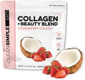 Clean Simple Eats Collagen Powder + Beauty Blend Strawberry Colada Hydrolyzed Collagen Peptides from Grass Fed Bovine &amp Chicken Hyaluronic Acid for Hair Skin Nail &amp Joint Support 30 Serv