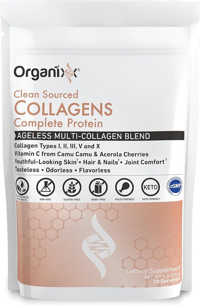 Organixx Clean Sourced Collagens (20 Servings) &amp Turmeric 3D (60 Caps) Bundle Collagen Protein Organic Turmeric Ginger &amp Ashwagandha Supports Joints Skin Hair Nails &amp Immune Health