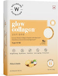 WELLBEING NUTRITION Glow Korean Marine Collagen | Clinically Proven Type 1 &amp 3 Peptides SkinAX Glutathione Resveratrol | Pinacolada - 6 Sachets