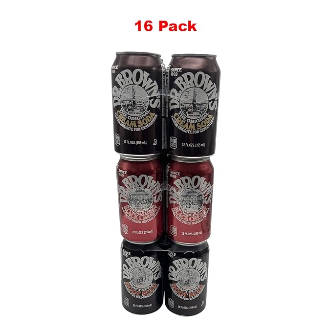 Dr. Browns Soda (18 Pack): 6 Black Cherry 6 Root Beer 6 Cream Soda 12oz cans