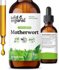 Wild &amp Organic Motherwort Tincture - Good Mood Calmness Women's Support - Motherwort Herb Extract Drops - Vegan Sugar &amp Alcohol-Free Supplement - 2 fl oz