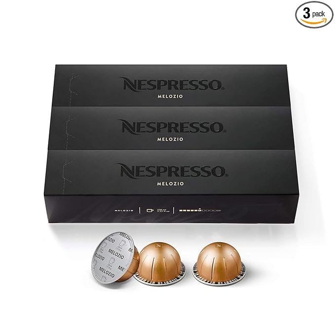 Nespresso Capsules Vertuo Melozio Medium Roast Coffee 30-Count Coffee Pods Brews 7.8oz.