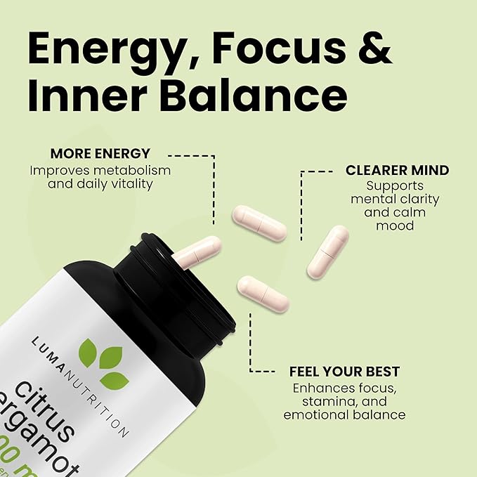 Luma Nutrition Citrus Bergamot 1000mg - Citrus Bergamot Supplement - Made in The USA - Veteran Owned - 60 Capsules