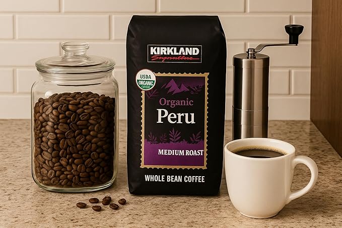 Kirkland Signature Organic Whole Bean Coffee from Peru- 2lb Whole Bean Medium Roast