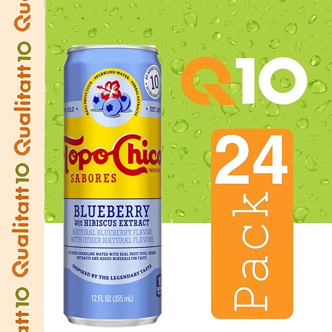Geakv Topo Chico Sabores Box 24 Pack of Blueberry with Hibiscus 12 fl oz Each Can QUALITATT 10