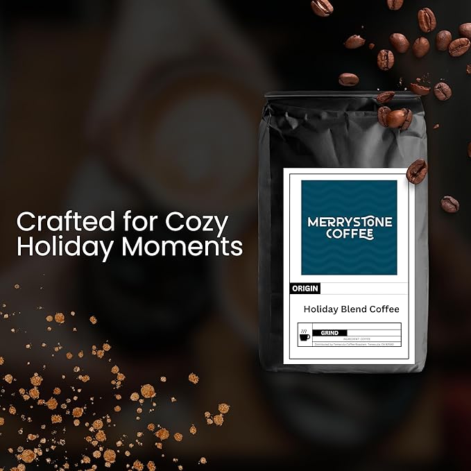 Merrystone Holiday Blend Coffee Festive Medium-Dark Roast Roasted to Order 2 Lb Coarse Grind