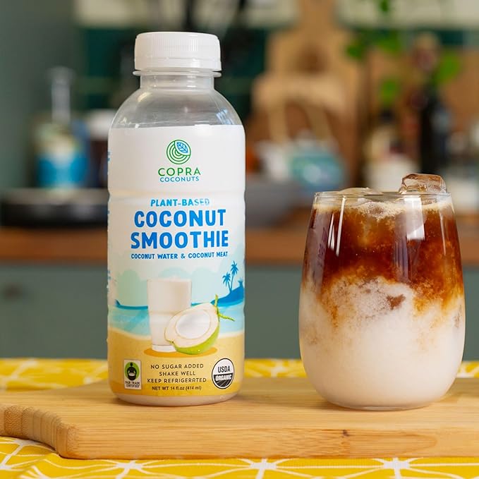 Copra Organic Frozen Coconut Smoothie (No Sugar Added) | Vegan Non-GMO Gluten-Free (Case of 6 Bottles x 14 Fl Oz)
