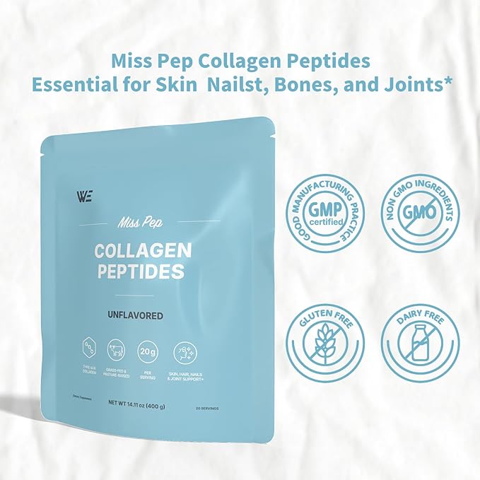 Collagen PeptidesHydrolyzed Collagen Peptides I III Skin Nails Bone and Joint Health Unscented for Men and Women 14.11 Oz