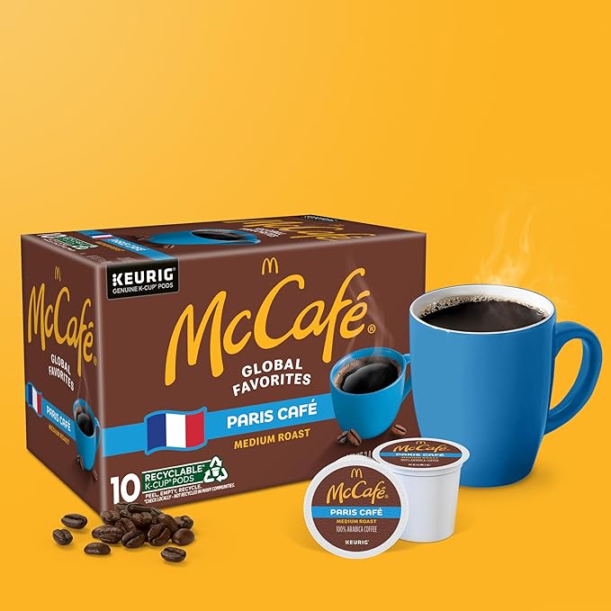 McCafe Paris Café Single Serve Coffee Keurig K-Cup Pods Medium Roast Coffee 60 Count (6 Packs of 10)