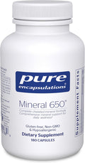 Pure Encapsulations Mineral 650 | Hypoallergenic Combination of Balanced Chelated|Minerals | 180 Capsules