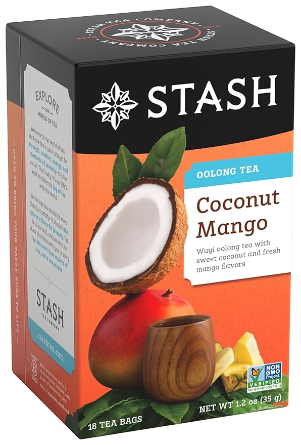Stash Tea Coconut Mango Wuyi Oolong Tea - Caffeinated Non-GMO Project Verified Premium Tea with No Artificial Ingredients 18 Count (Pack of 6) - 108 Bags Total