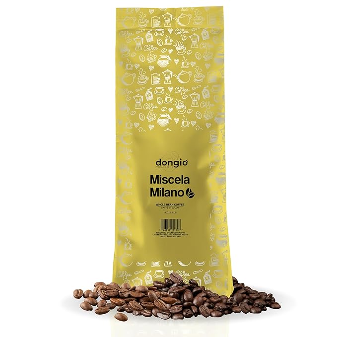 Dongiò Caffè Milano Blend – Whole Bean Coffee 2.2 lbs (35.2 oz) Medium-Light Roast Italian Espresso Blend with Notes of Caramel and Dried Fruit