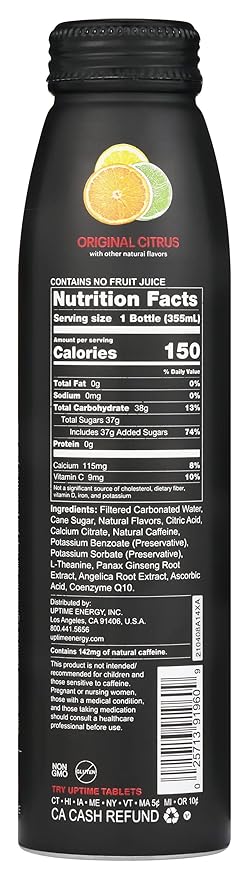 Uptime Original Citrus Flavored Energy Drink Natural 12 Fluid Ounces (Pack Of 12)