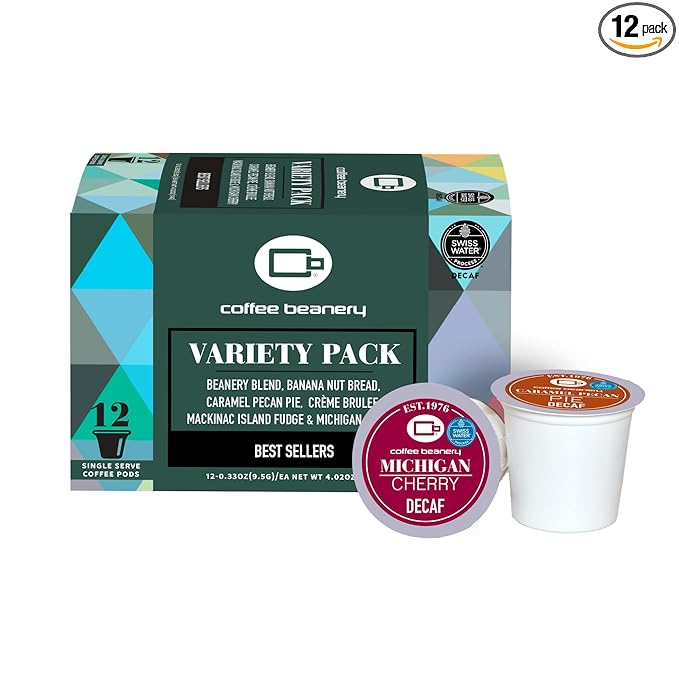 Decaf CB Variety Coffee Pod Variety Pack of Decaf Coffee Pods by Coffee Beanery | 12ct Medium Roast Arbica Coffee