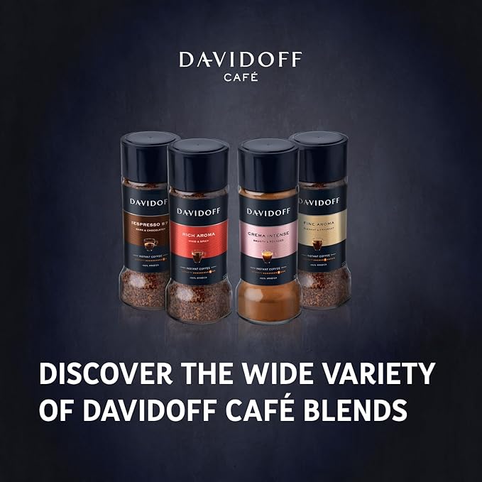 DAVIDOFF Fine Aroma Instant Coffee - Elegant and Fragrant - Medium Body with a Acidic Tang - 100% Arabica Beans - 7/12 Intensity - 6 x 3.52 oz