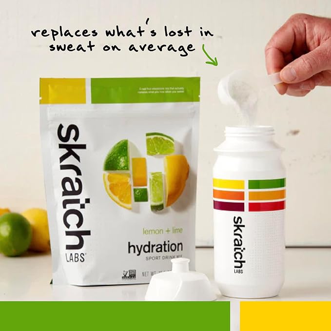 Skratch Labs Hydration Sports Drink Mix – Real‑Fruit Electrolyte Powder for Fast Hydration &amp Endurance | Lemon &amp Lime | 20 Servings | Vegan Non‑GMO Clean Ingredients