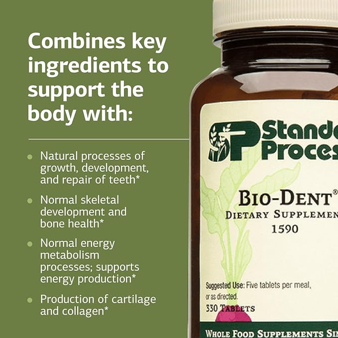 Standard Process Bio-Dent - Dietary Supplement for Skeletal Health - Teeth &amp Bone Function Support - Skeletal &amp Collagen Supplement - 330 Tablets