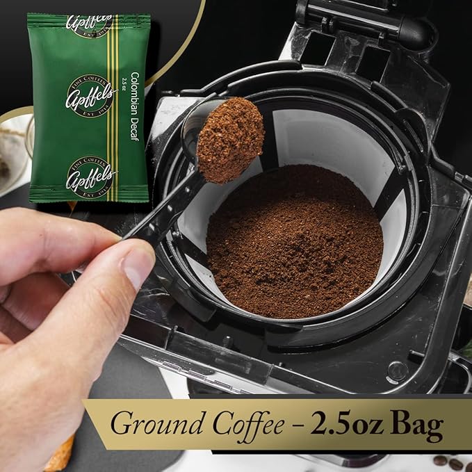 Apffels Colombian Decaf – Ground Medium Roast 100% Arabica Coffee (18 pack – 2.5 oz Each)
