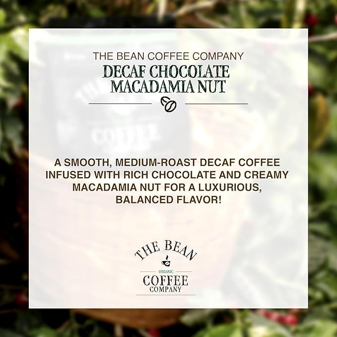 The Bean Organic Coffee Company Water Processed DECAF Chocolate Macadamia Nut Medium Roast Whole Bean Coffee 5-Pound Bag