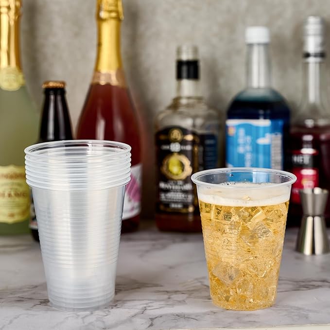Turbo Bee 1000 Pack 16oz Plastic CupsDisposable Clear Drinking CupsHot and Cold Drink Container for Water Juice SodaCoffee