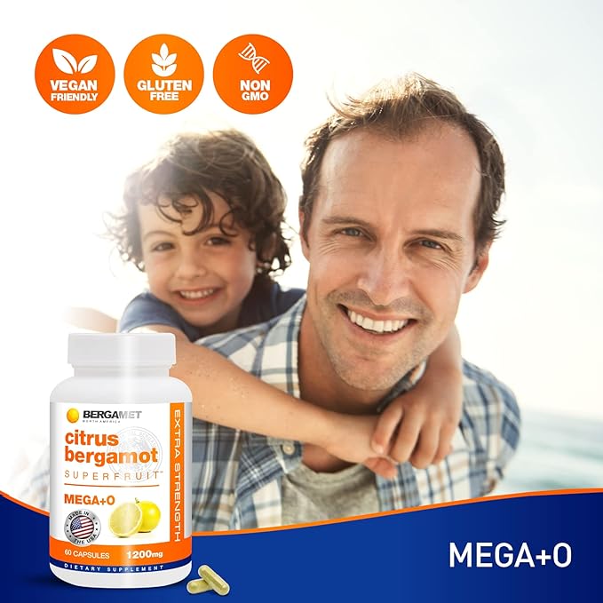 BergaMet Citrus Bergamot Supplement 170:1 Extract 1200mg per Serving 80% Polyphenols Italian Citrus Bergamot 180 Capsules 3 Months Made in the USA