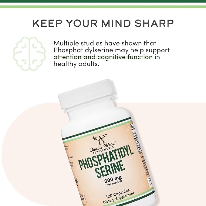 PhosphatidylSerine Supplement 300mg Per Serving 120 Capsules (Phosphatidyl Serine Complex) by Double Wood