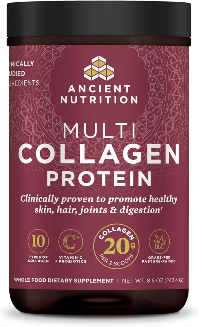 Ancient Nutrition Hydrolyzed Collagen Peptides Powder Unflavored Multi Collagen Powder Packets for Women and Men with Vitamin C 24 Servings Supports Skin and Nails Gut Health