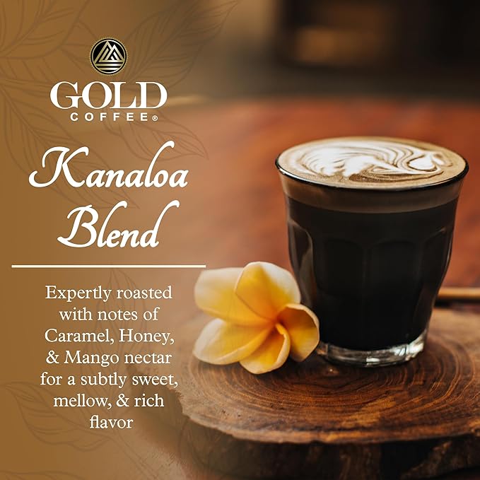 Gold Coffee Bundle | Kanaloa &amp Blue Mountain Medium Roast Whole Bean |100% Arabica Coffee 12 oz. (Pack of 2)